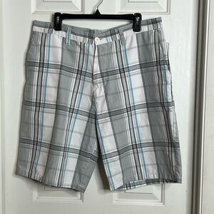 Burnside Men’s  Gray Plaid Shorts